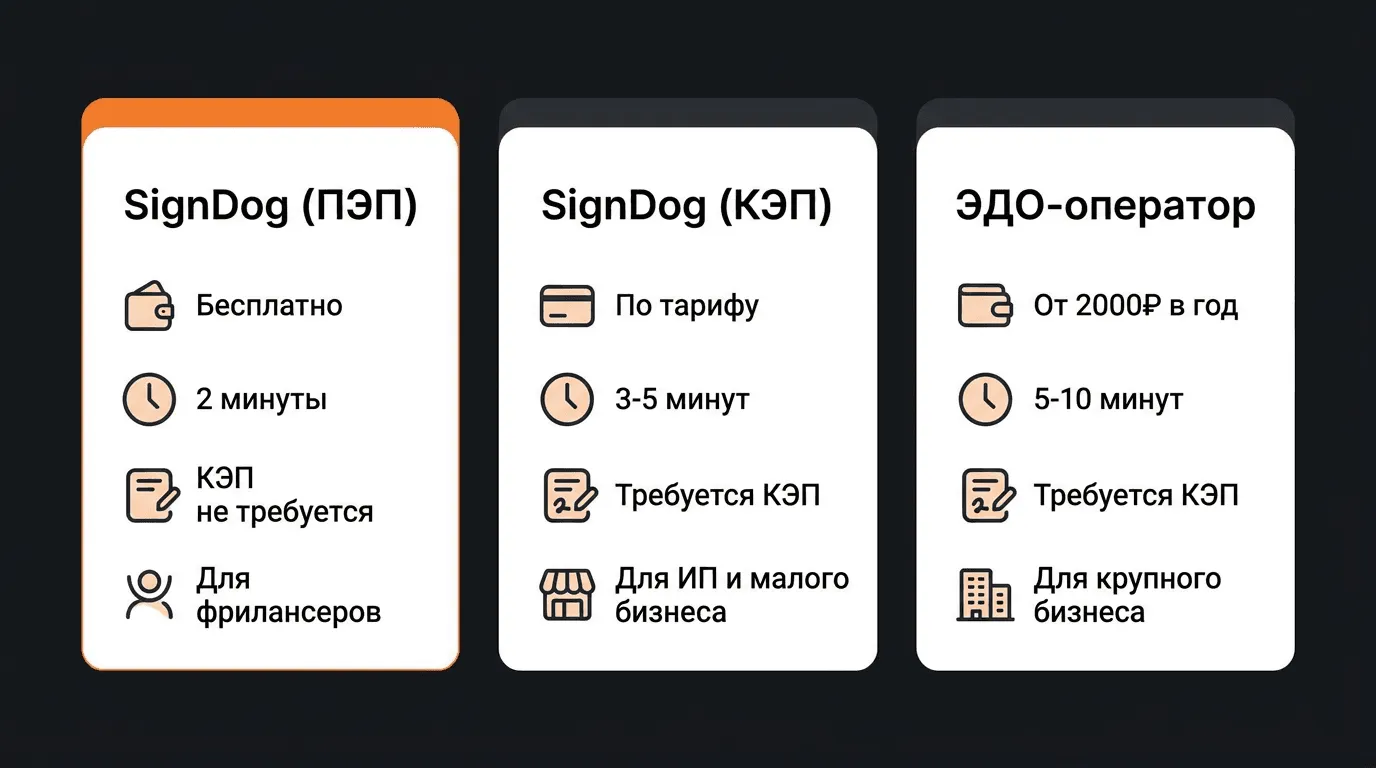 Сравнение трёх способов подписания актов