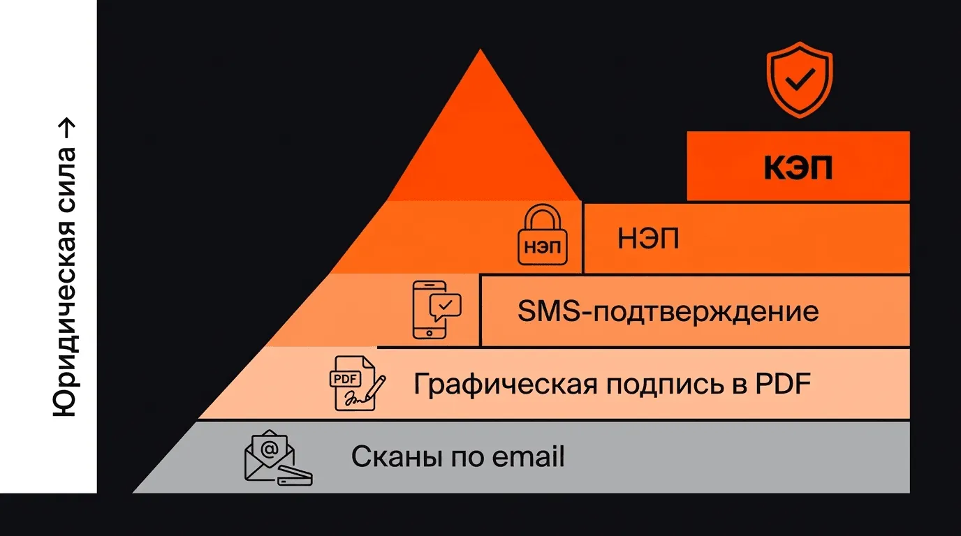 Пирамида способов подписания по уровню юридической силы